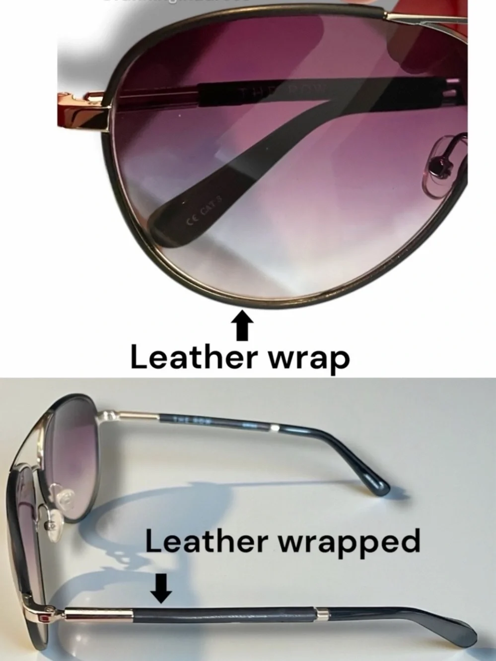 NWT The Row x Linda Farrow Leather Aviator Sunglasses Full Boutique Set